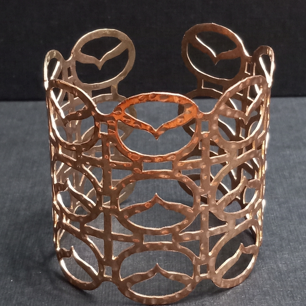 Gold Tone Stencil Bangle Cuff Bracelet